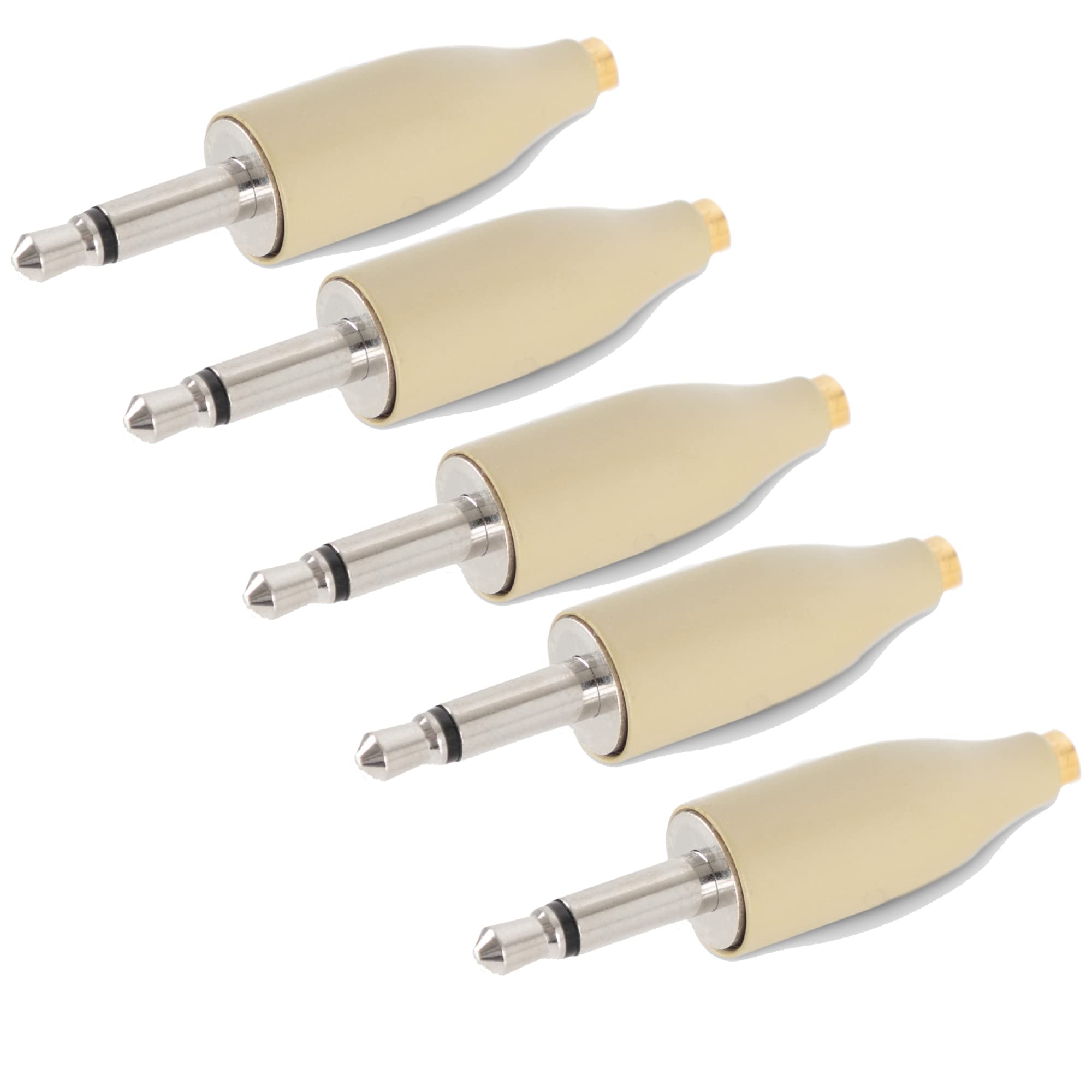 Pronomic Set Adattatori Wireless L1 5x, Jack 3, 5mm 2 poli, standard | Adattatore L1 per microfoni della serie EA di Pronomic, Contatto avvitabile, Colore: beige, 5 pezzi in confezione risparmio