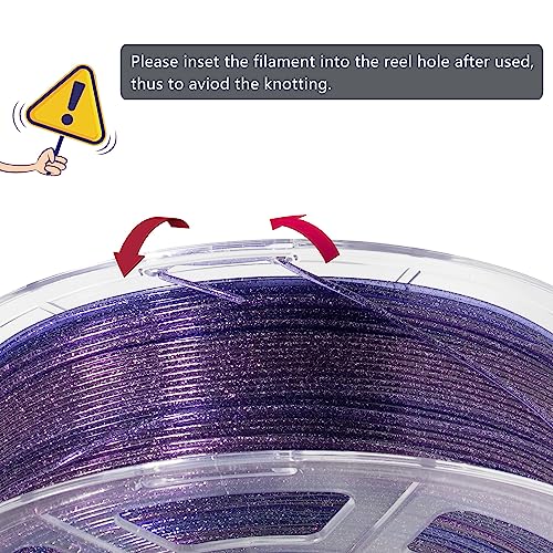 Image of iSANMATE 3D Printer Filament Clear PLA, Multicolor Transparent Transition Glitter Filament, Gradient Purple Blue Multicolor PLA Filament, 3D Printing Filament 1KG /2.2lb, Blue Violet Galactic