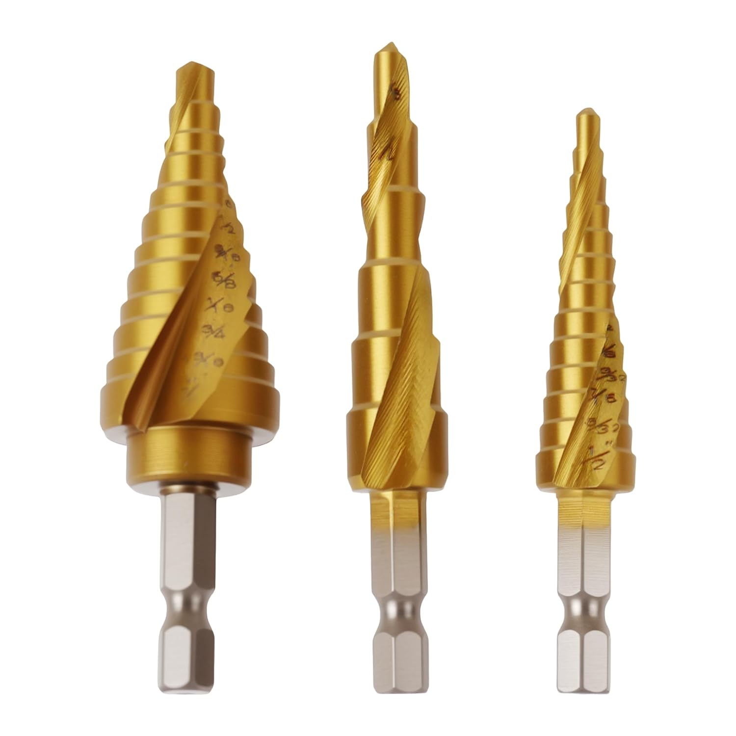 3Pcs Cobalt Step Drill Bit Set Replace for DWA1790IR, Compatible with DEWALT Step Bits, 1/8 in to 7/8 in, 1/4" Hex Shank for Stainless Steel, Metal, Wood, Plastic