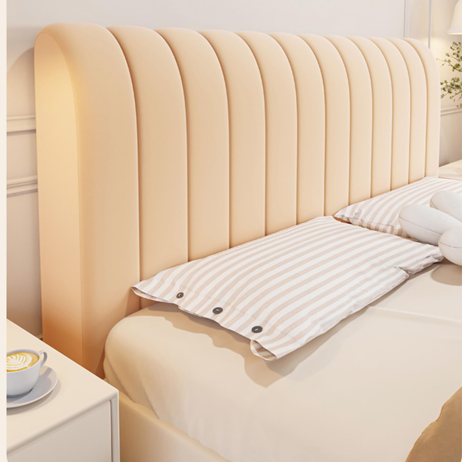 Copritestiera, Copritestiera Imbottito in Velluto Elasticizzato, Protezione Antipolvere Completa per La Testiera del Letto, Ideale per Arredare La Camera da Letto,003,200cm