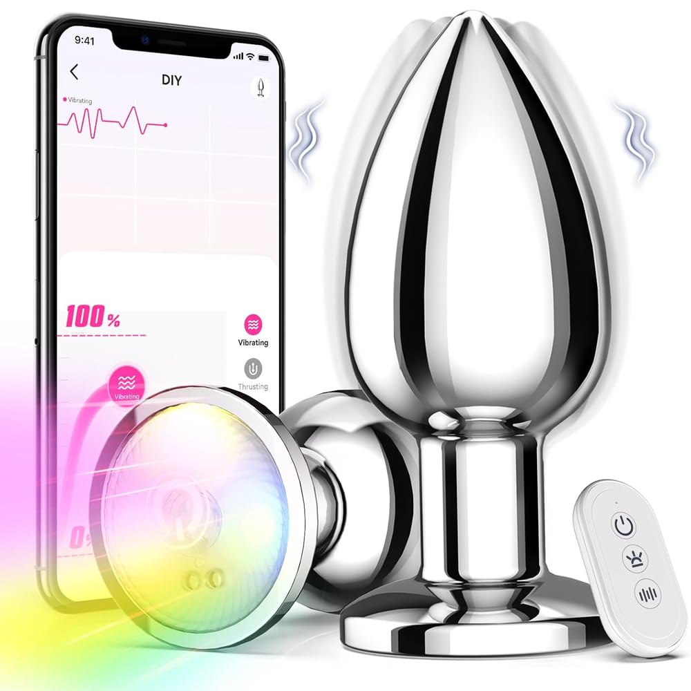 BeHorny Butt Plug 9 Modes App & Remote Controlled Vibrating Anal Plug Light-Up Base - Rechargeable, Waterproof