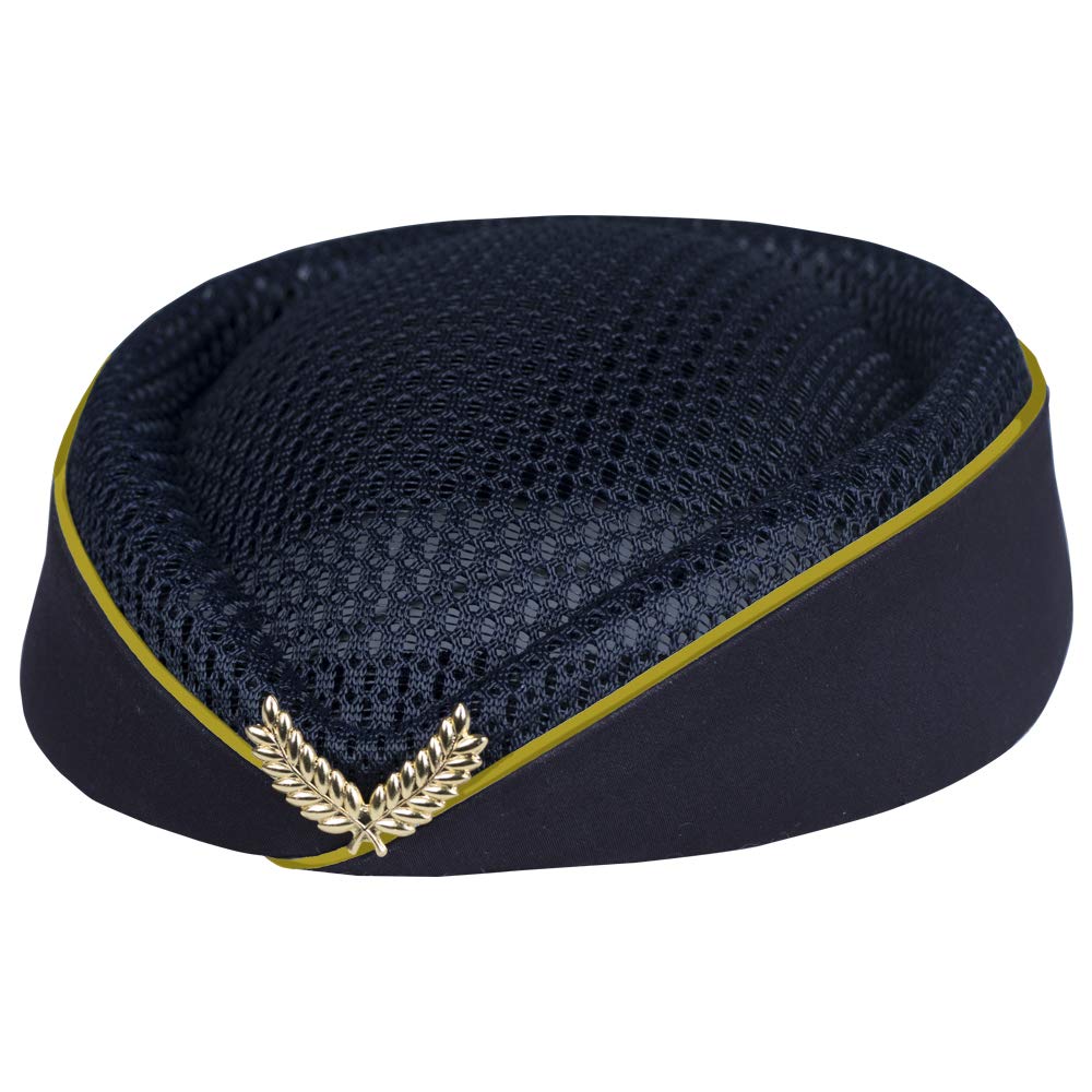 VerodaSummer Mesh Pillbox Air Hostess Stewardess Uniform Beret Hat Base Cap with Gold Badge