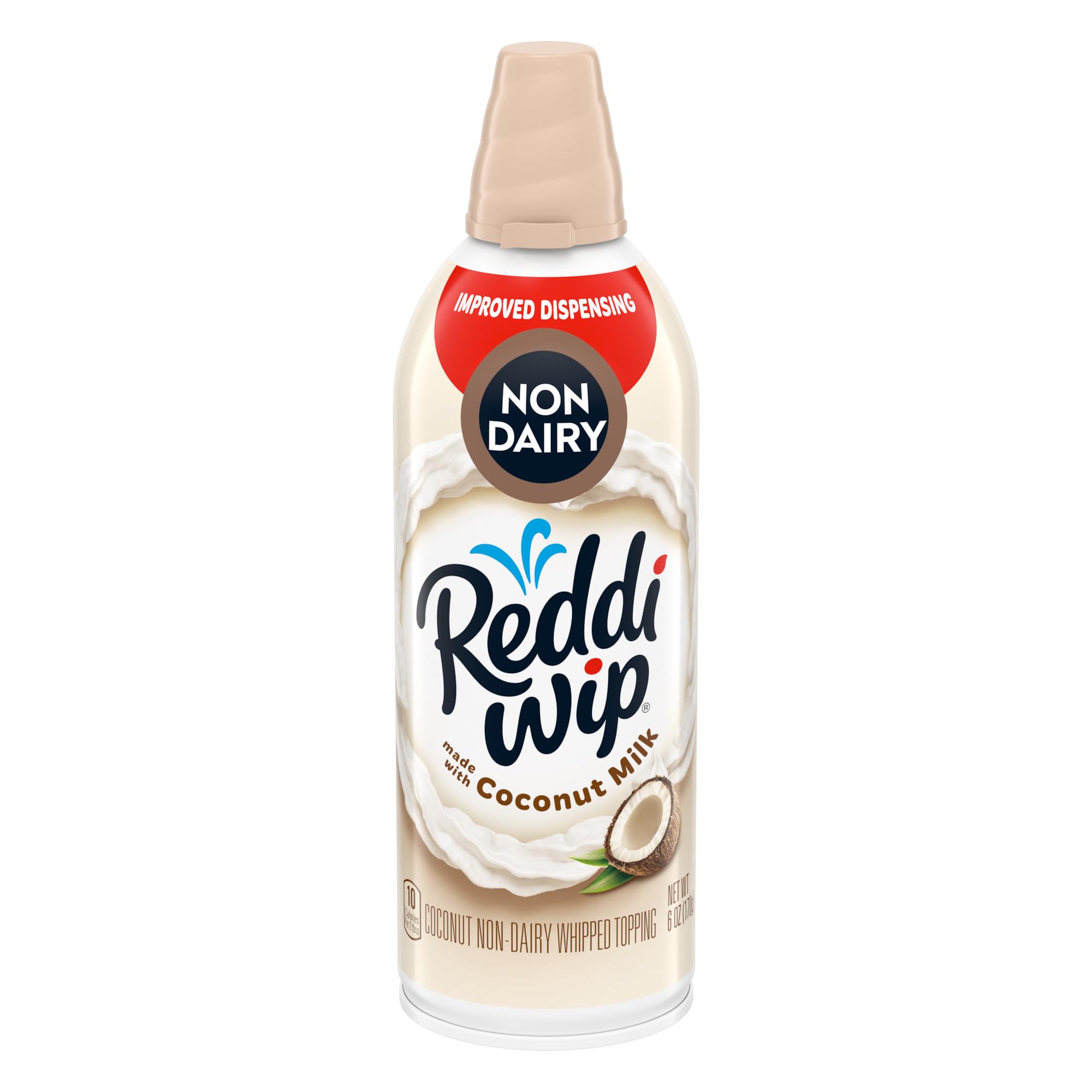 Reddi-wip Vegan Non-Dairy Whipped Topping Made with Coconut Milk, Perfect for Apple & Pecan Pie, 6 oz. Spray Can