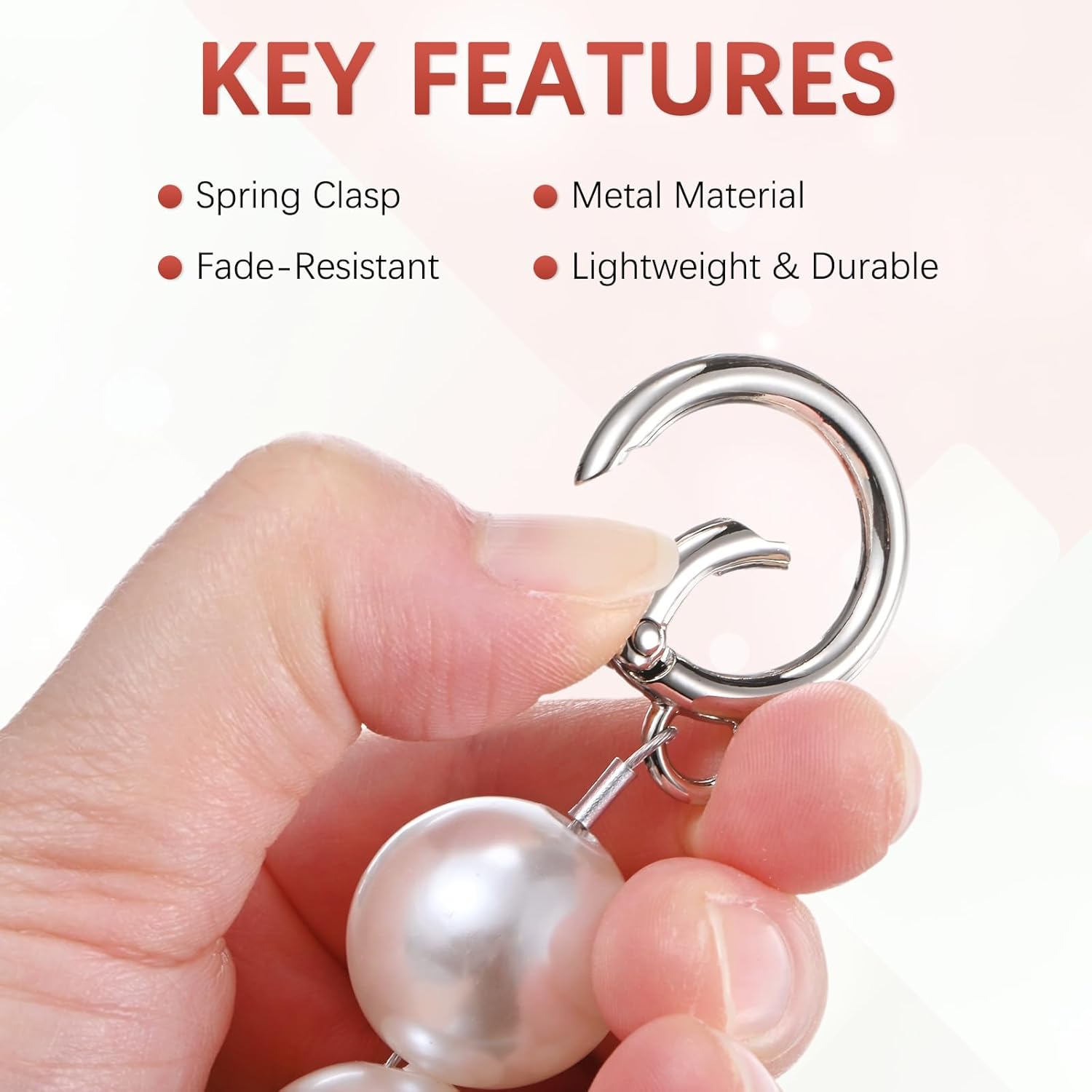 TIXIPEM 5.51IN Purse Extender Chain [2PCS] - Pearl Bag Short Chain Replacement Use for Shoulder & Crossbody Bag & Handbag - [Silver Tone] Beaded Purse Strap Extender - Image 6