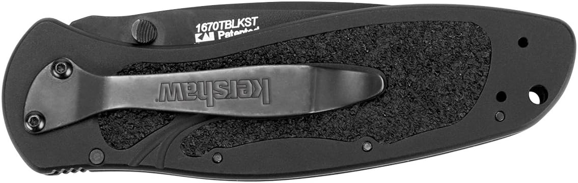 Kershaw 1670TBLKST 3-2/5-Inch Tanto Blur Serrated Knife with Speedsafe, Black