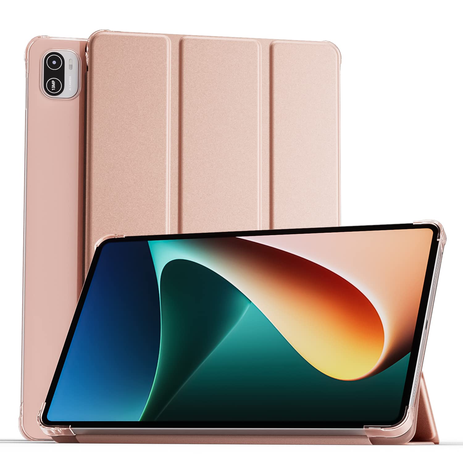 MOCA Translucent Back Flip Case for Xiaomi Pad 5 / Pad 5 Pro 11 Folio Flip Cover Protective Slim Case for Xiaomi Mi Pad 5 /Pad 5 Pro 11" (Rose Gold)-image-34
