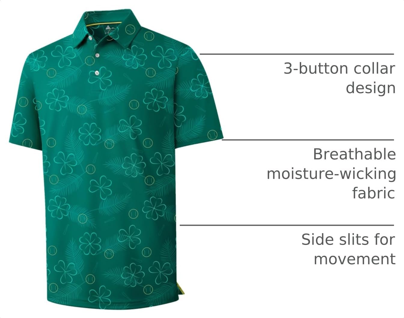 ZITY Men's Golf Polo Shirt Short Sleeve Performance Moisture Wicking Collared Print Shirt for Golf and Casual Wear image 4