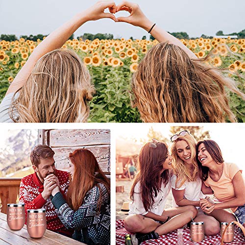 Not a Day Over Fabulous -12Oz Wine Tumbler Set Birthday Gifts for Women - Funny Mothers Day Wine Gifts for Mom, Wife, Her, Daughters, Aunts, Sister, Best Friends, BFF, Girlfriend, Coworkers(Rose Gold)