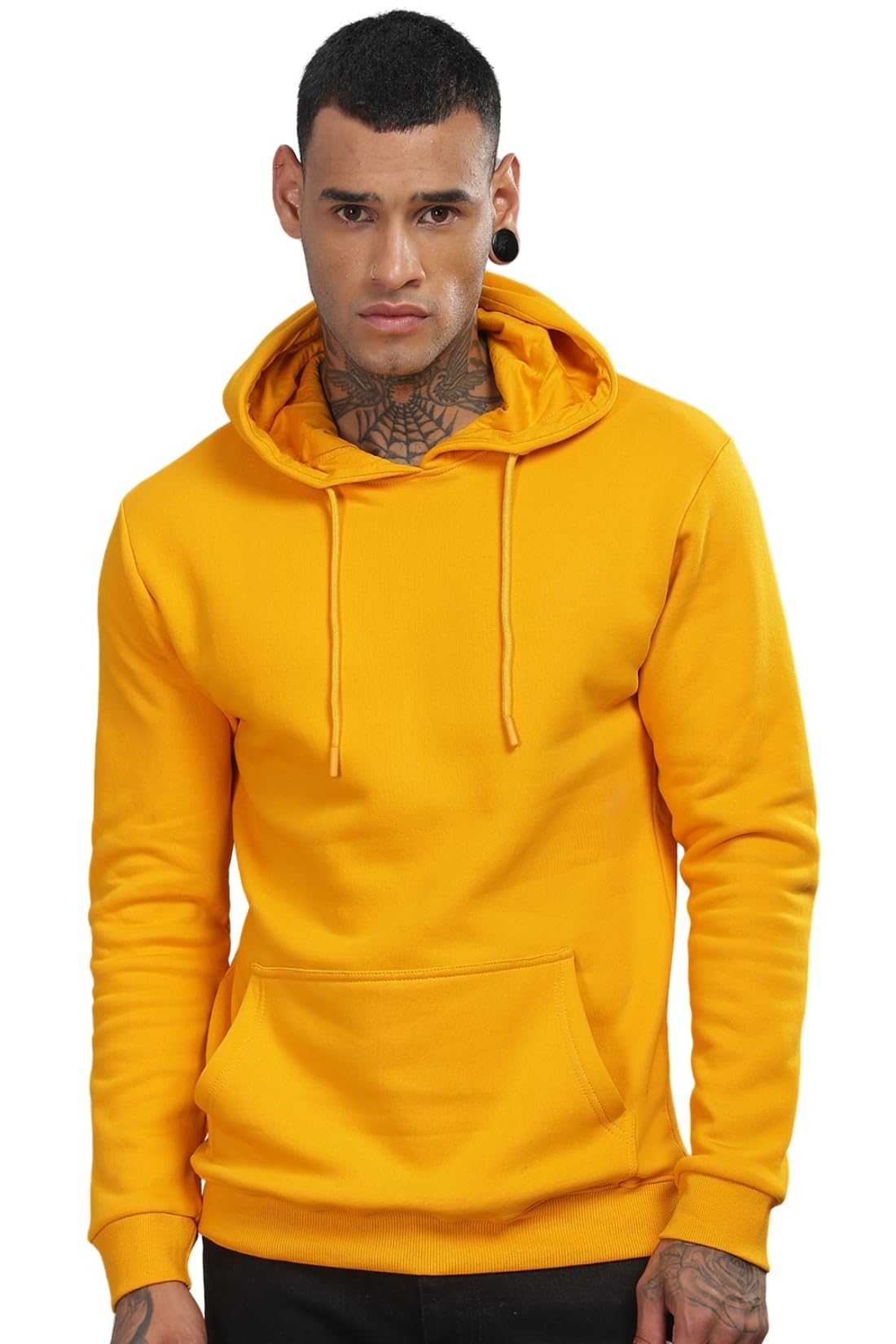 ADRO Bluza z kapturem z nadrukiem Be Yourself dla mężczyzn i kobiet, musztardowa, L