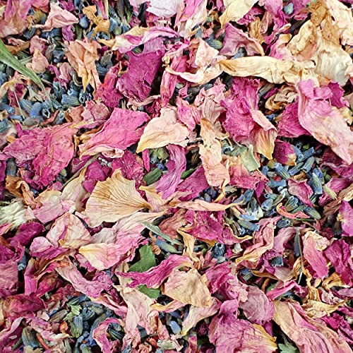 Natural 100% Biodegradable Confetti Wedding | 1 LITRE (15 Guests) of Dried Flowers Confetti: Rose Petals and Lavender | Eco-Friendly & 100% Biodegradable | Suitable for 12-15 Guests