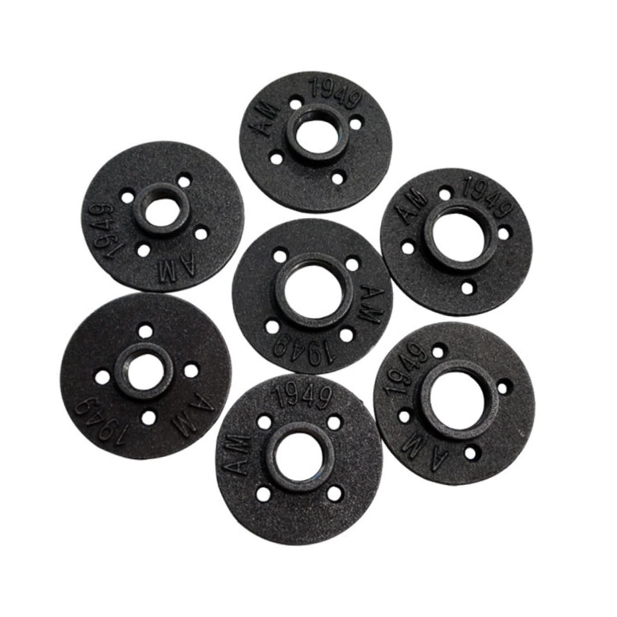 Veemoon 10 Pièces Bride de Plancher Filetée en Fer Noir 4 Trous, Facile à Installer pour Étagères et Nombreux Autres Projets Industriels