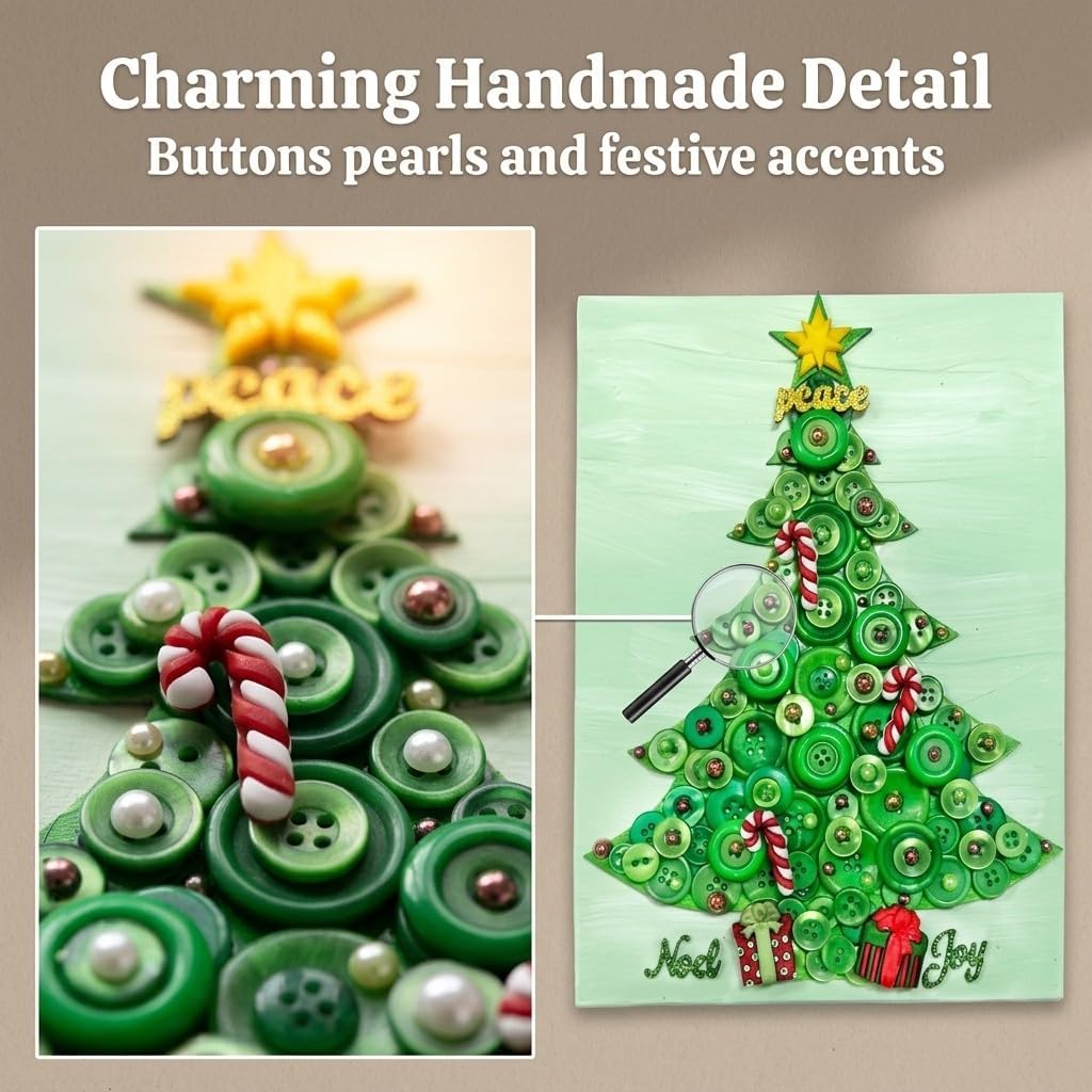 DIY Christmas Tree Button Art Kit – Holiday Craft Kit