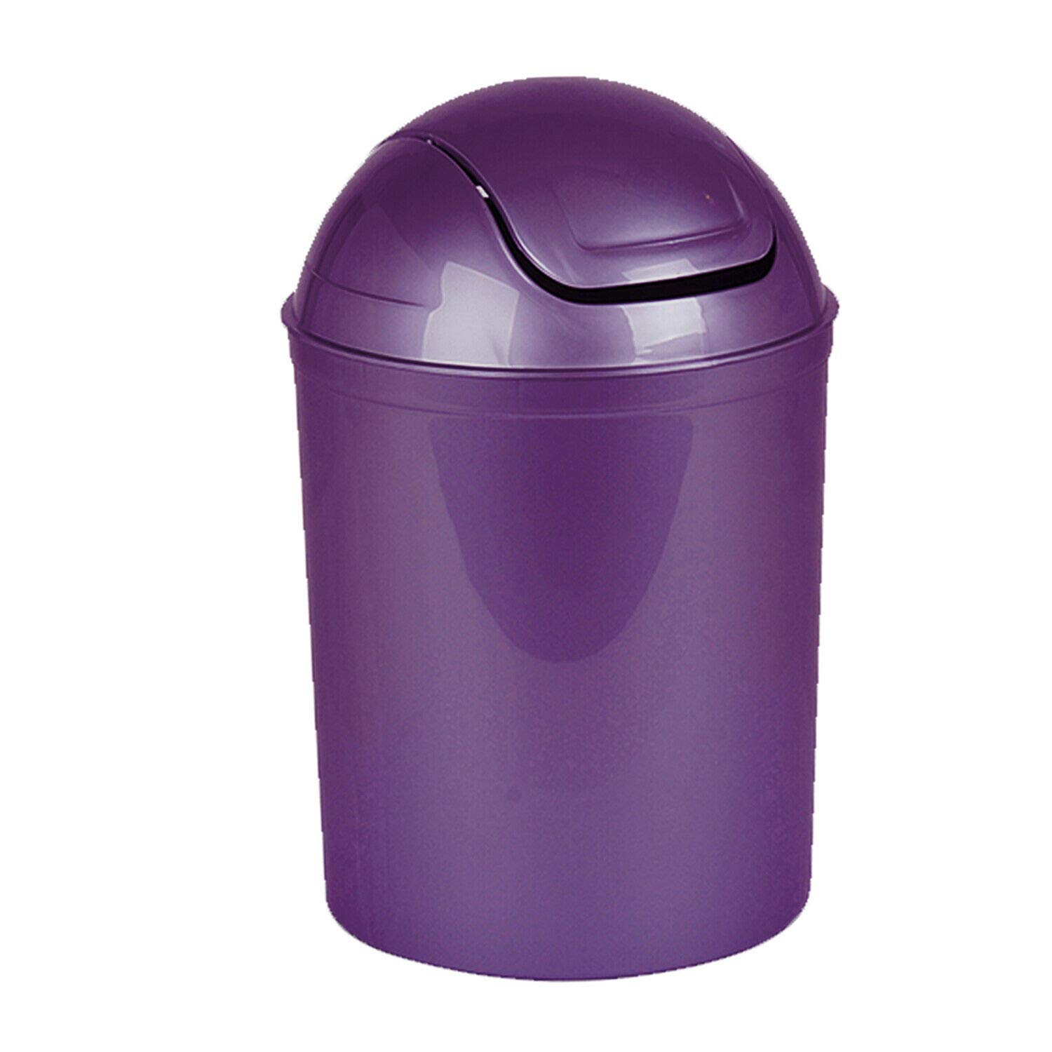 Guaranteed4less Purple Plastic 5L Swing Bin Food Lid Waste Paper Dustbin Rubbish Office Bathroom Toilet (Purple)