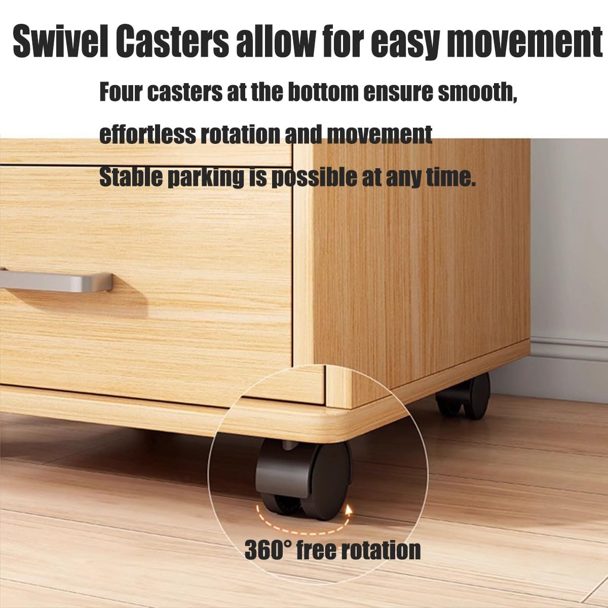 Aktenschrank mit 3 Schubladen, Holz, für Zuhause, Büro, abschließbar, A4, Briefablage auf Rollen, platzsparendes Design, 36,8 x 34 x 58,9 cm, Weiß