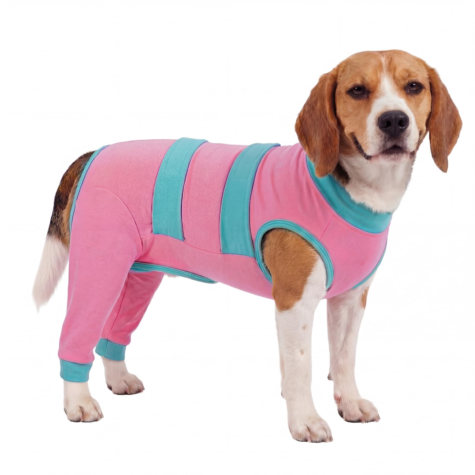 Lelepet Dog Recovery Suit with Legs, Neutering Recovery Suit Male Dogs, Pet Back Leg Wound Protector, Anti Lick Dog Sleeve Rear Leg, Post Op Suits Large Dogs, Pink L