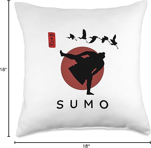 Miniatura 4 de Sumo Instructor Classic Kanji Calligraphy Font Principiante Caligrafía Font Classic Sumo Design - Almohada (18 x 18 pulgadas), multicolor