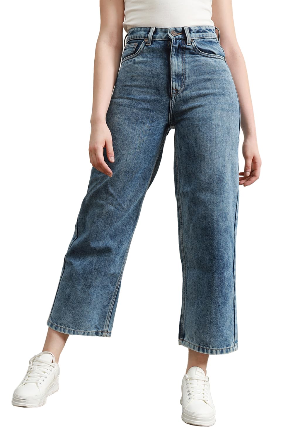 hubberholme Women Blue Summer Cotton Relaxed Fit Jeans-picture-26