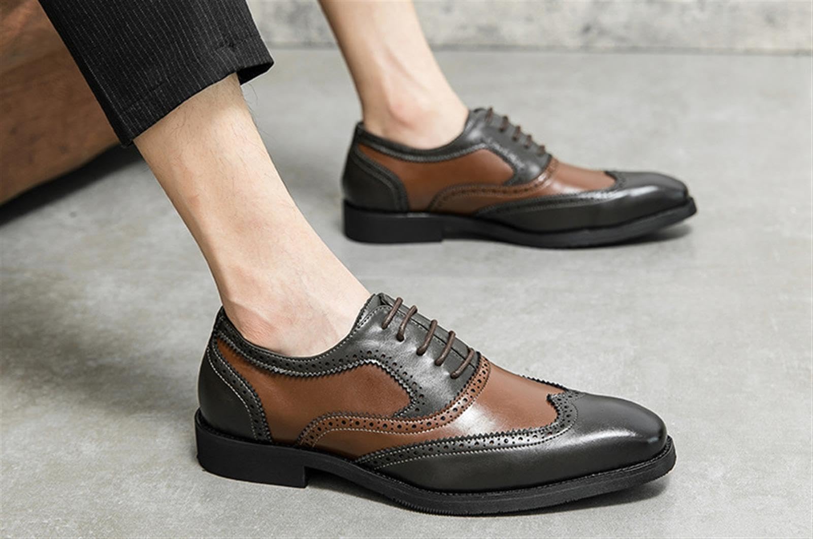 Scarpe Oxford Uomo Pelle Brogue Eleganti | Scarpe Eleganti Uomo Pelle Oxford Brogue Wingtip Cerimonia Business Ufficio Stringate Comode Formale Lavoro