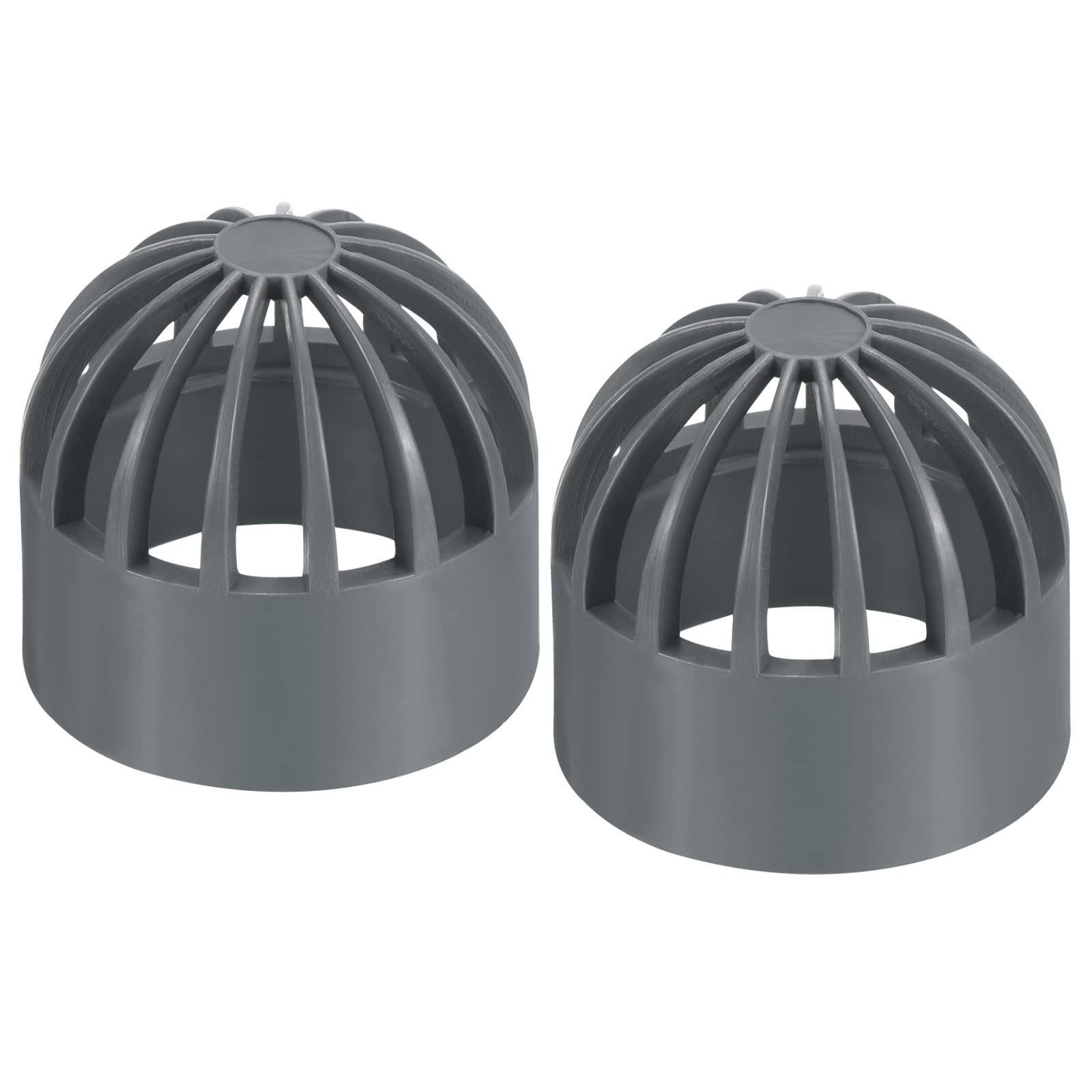 PATIKIL 40mm ID Atrium Drain Grate Cover, 2 Pack Round Outdoor UPVC Sewer Drain Pipe Fitting Adapter for Drainage System, Gray