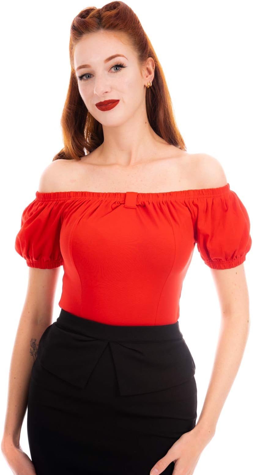 Bella Retro Pinup 1950's Vintage Rockabilly Off-Shoulder Top