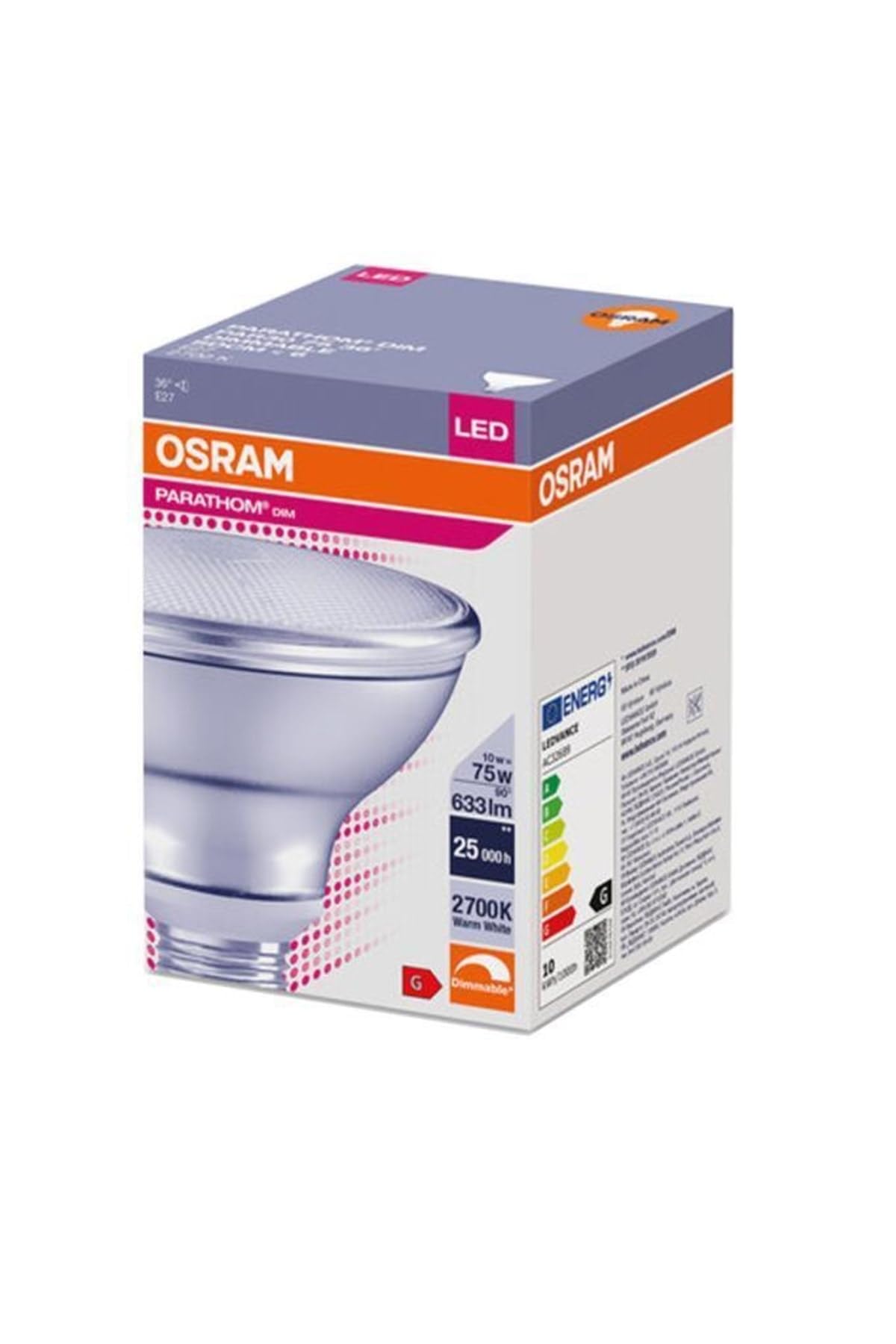 Osram Parathom Par 30 Led Ampül E27, 10,5W (75W), 2700K Sarı Işık, Dimedilebilir, 36°
