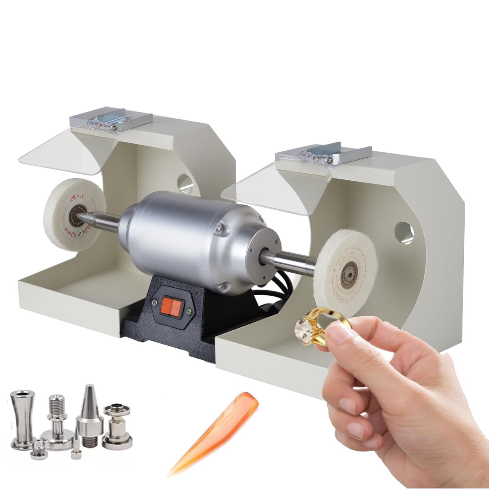 Pulidora De Banco De 550 W, Pulidora De Banco De 3000 Rpm Con Deflector De Vidrio Ajustable, Para Metal, Joyería Y Madera, Amoladoras De Banco