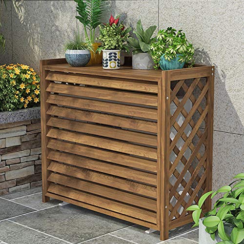 Wooden Flower Stand Outdoor Air Conditioning Rack Frame Decorative Radiator Cover Display Stand Plant Flower Pot,Thickened Wooden Board Wooden Air Conditioner Outer Frame