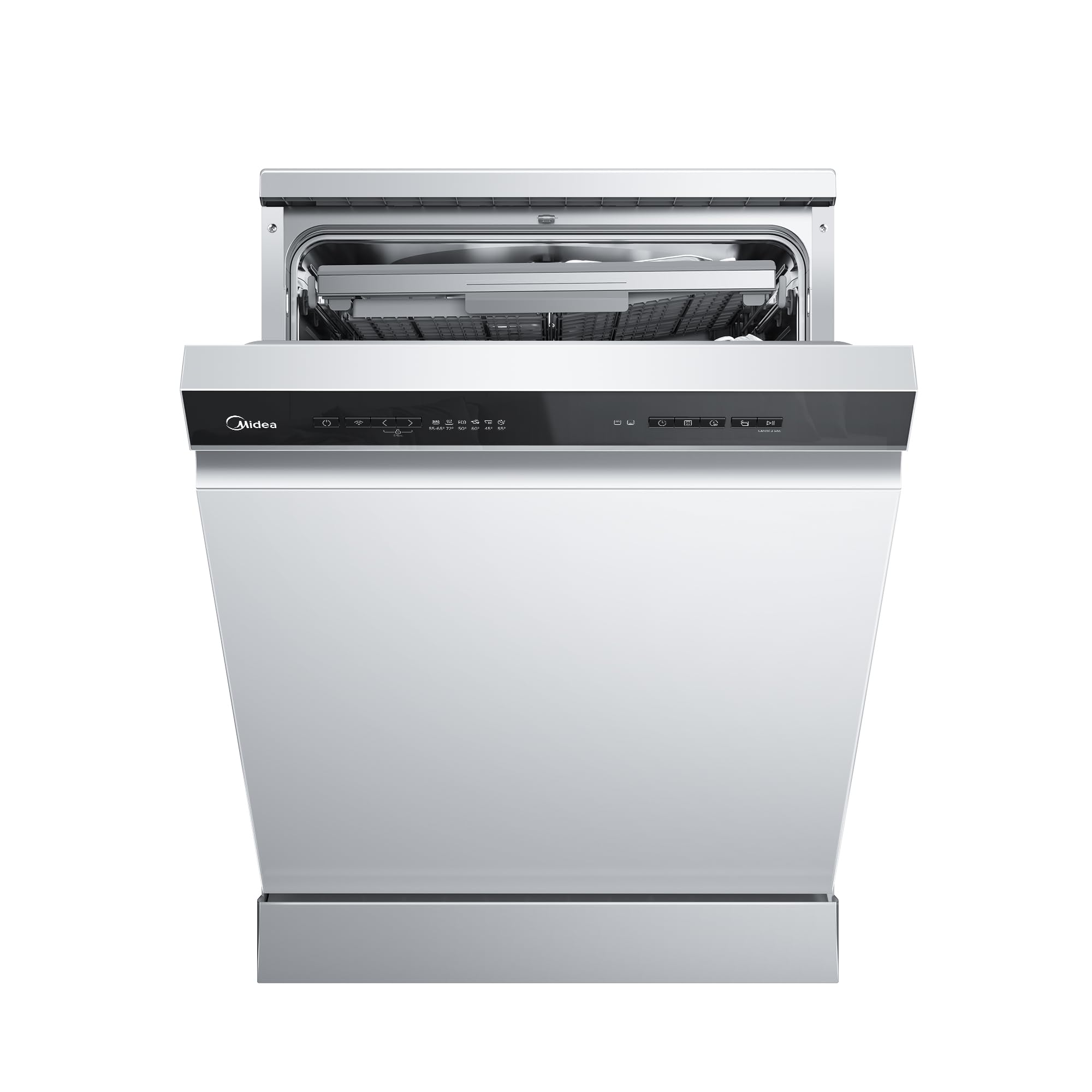 Midea SF 7.60NW14B Geschirrspüler 60cm Freistehend & Unterbaufähig, 14 Maßgedecke, 8 Programme, Spülmaschine 60 cm mit WiFi, 42 dB, Hygienepflege+, Dualzone Wash, Extra Trocknen