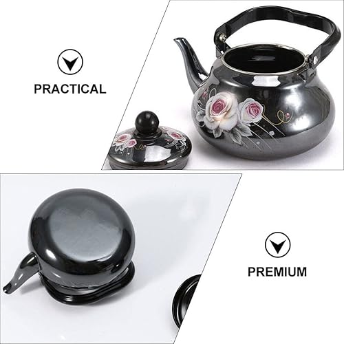 Miniatura 4 de UPKOCH Tetera silbante esmaltada, tetera para tetera, tetera, hervidor de agua, hervidor de café, hervidor de té decorativo, calentador de leche