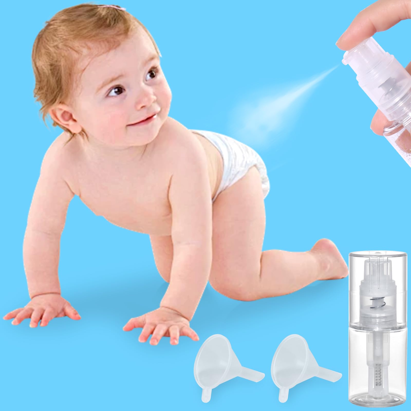 Matio 2 pulverizadores de plumero con 2 embudos, botella elíptica transparente de 30 ml, bomba de plástico vacía, pulverizador multiusos para pasteles, tarjetas, flores, álbumes de recortes, tarjetas