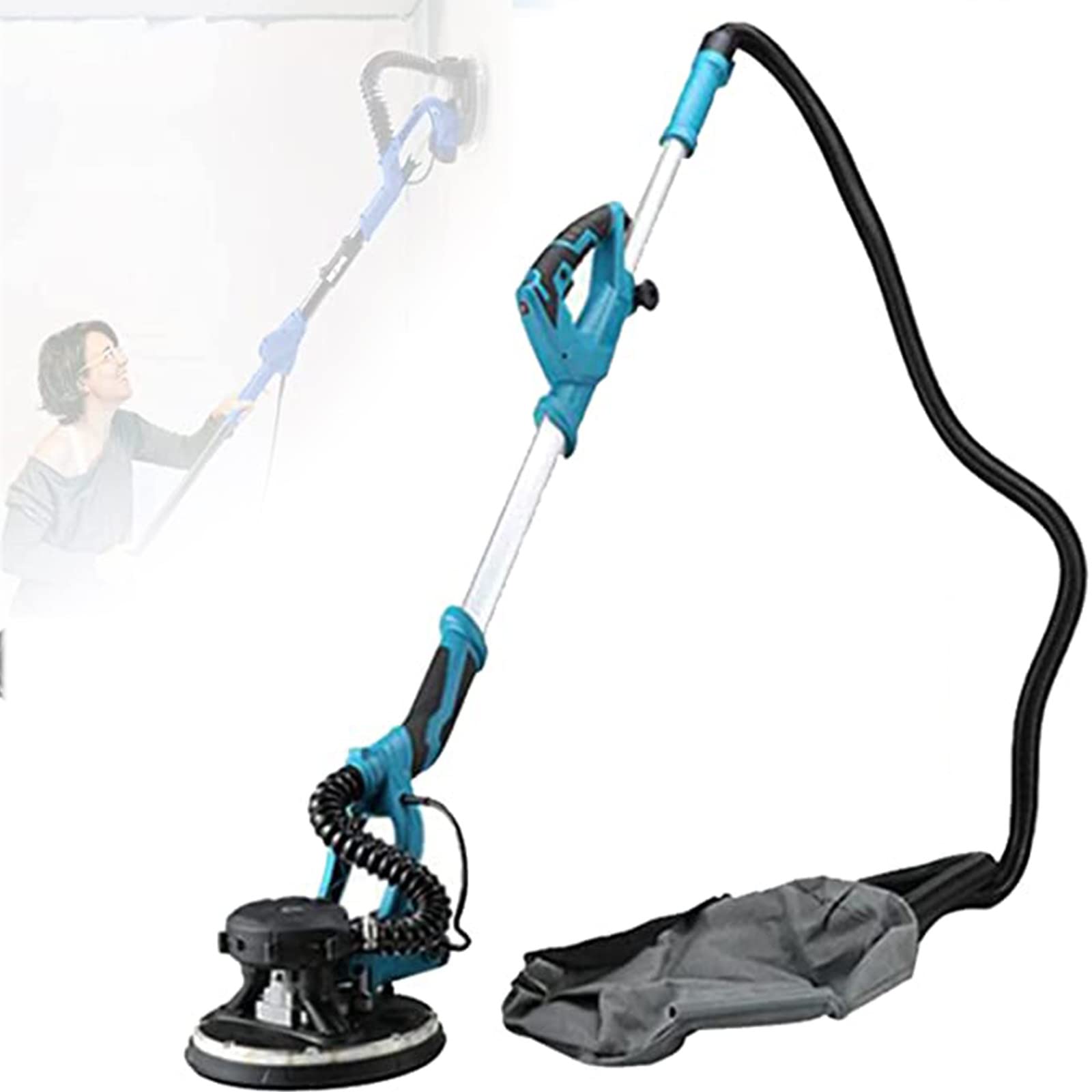 Lijadora de Paneles de Yeso para Techo, Lijadora eléctrica para Paneles de Yeso, con Accesorio de vacío/luz LED, para Paneles de Yeso, Techo, Pared, Piso (Sander+20)