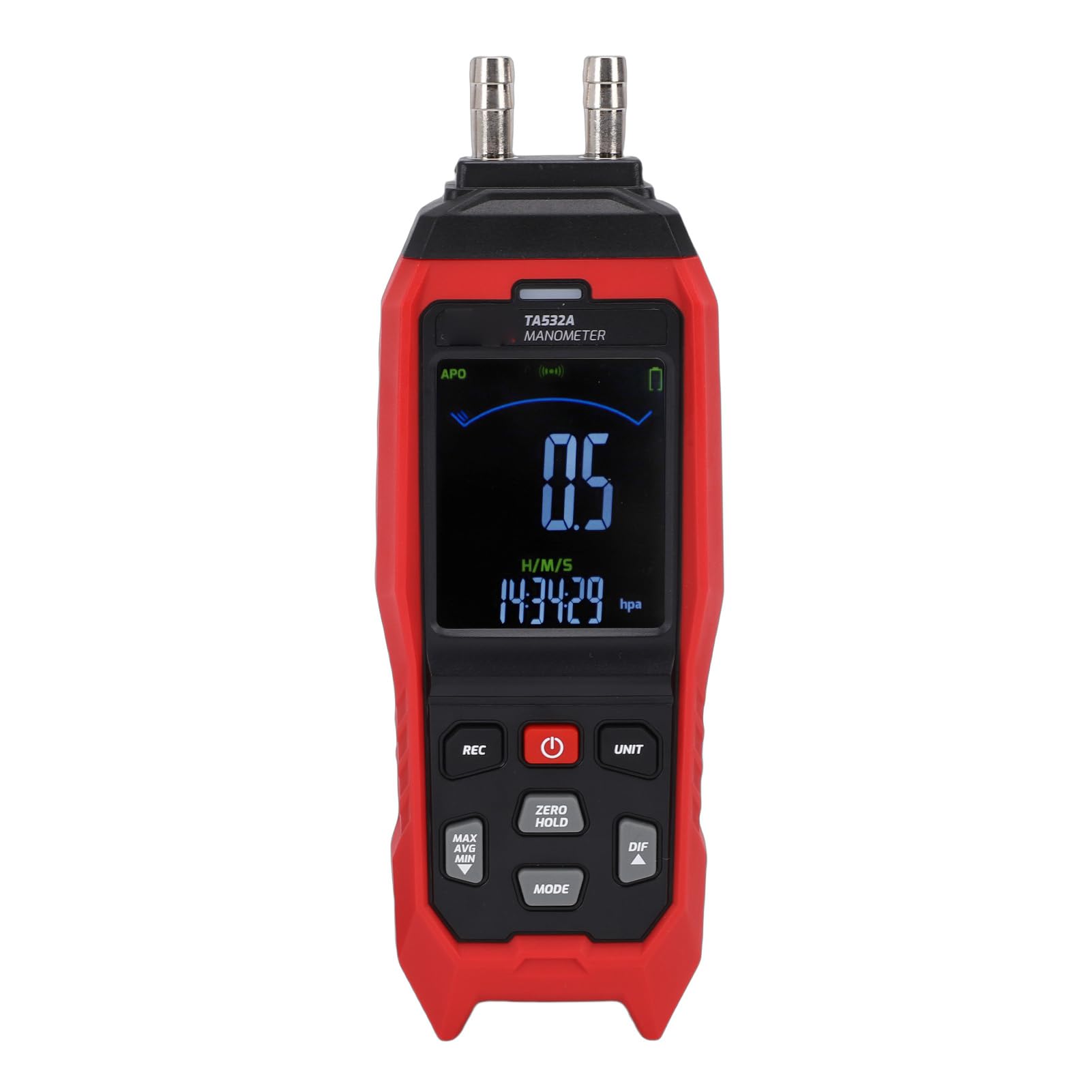 Manómetro Probador de presión de gas Manómetro diferencial digital Manómetro de doble puerto con pantalla LCD retroiluminada para Hvac Laboratorio industrial de frenado de