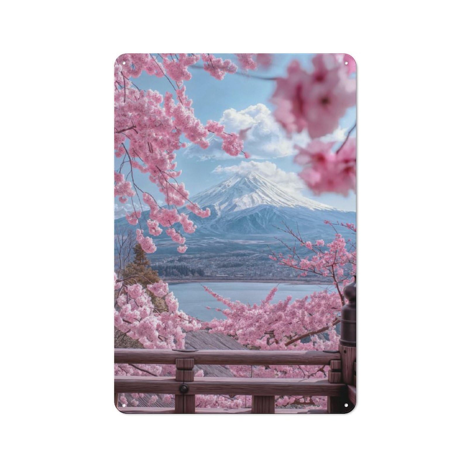 Junmoney Japan Mount Fuji Landscape Metal Wall Sign 30X20cm Featuring For Workshop Wall, For Makers And Diy Enthusiasts