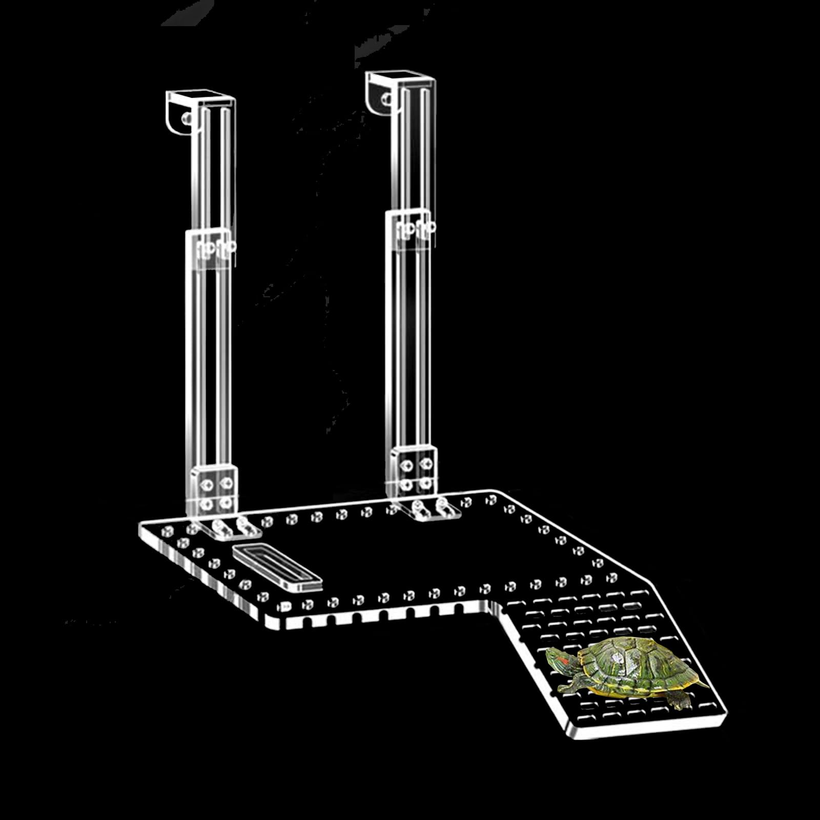 Turtle Basking Platform, Acryl Schildkröte Basking Platform Super Light Transmission Schildkröte Lebensraum mit Kletterregal Schildkröte Tank Zubehör für kleine Wasserreptilien (XL)