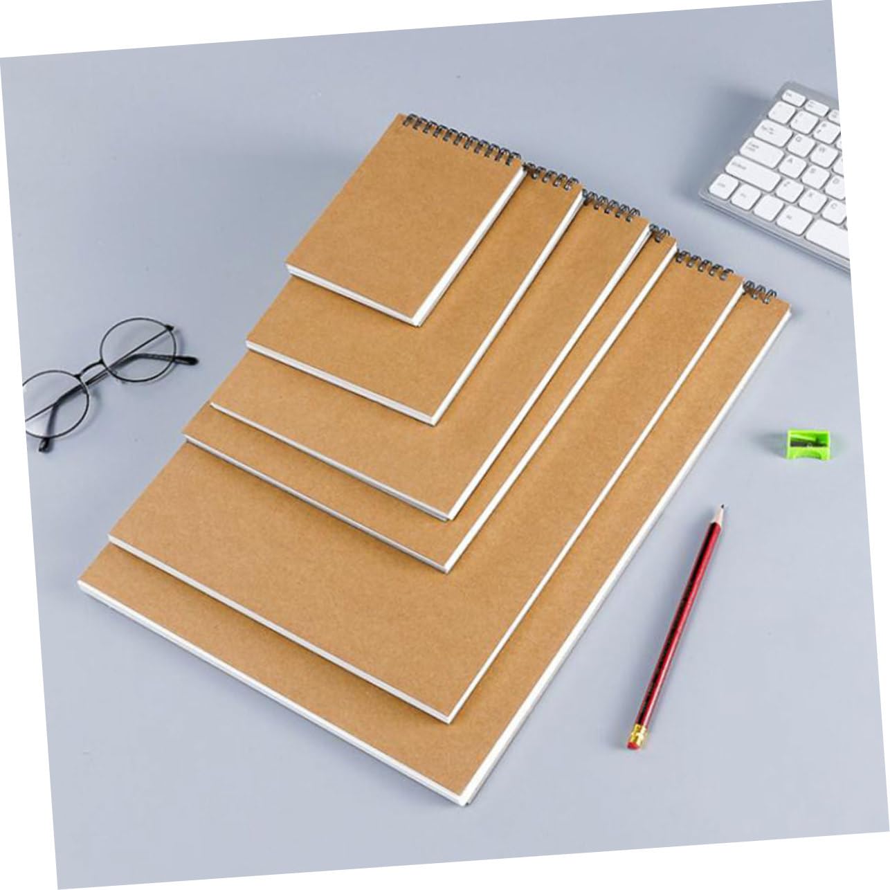 SEWACC Carnet de Croquis à Spirale Khaki, 2 Pièces, Pages Blanches