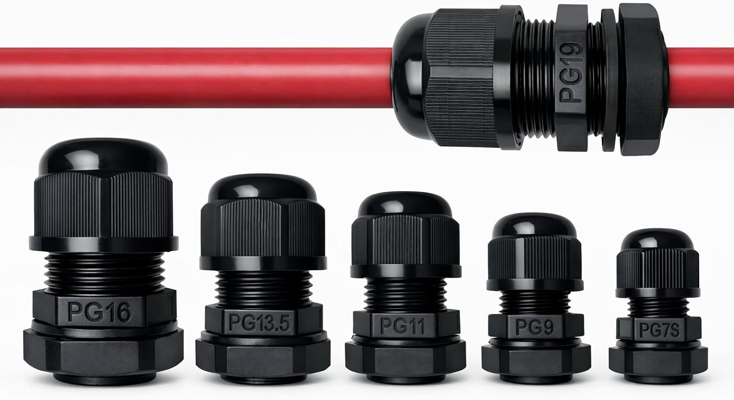 ANGSTROM 41pcs PG Cable Gland Kit for Waterproof Junction Boxes and Cord Grip Strain Relief PG7 PG9 PG11 PG13.5 PG16 PG19