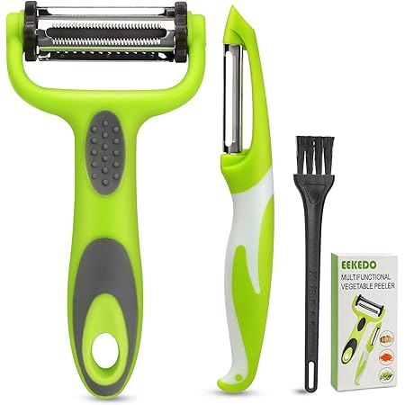 EEKEDO Potato Peelers, Vegetable Peeler with Non-slip Handle, 3 in 1 Y-Peeler & I-Shape Apple Peeler for Fruit Veggie Carrot Zucchini