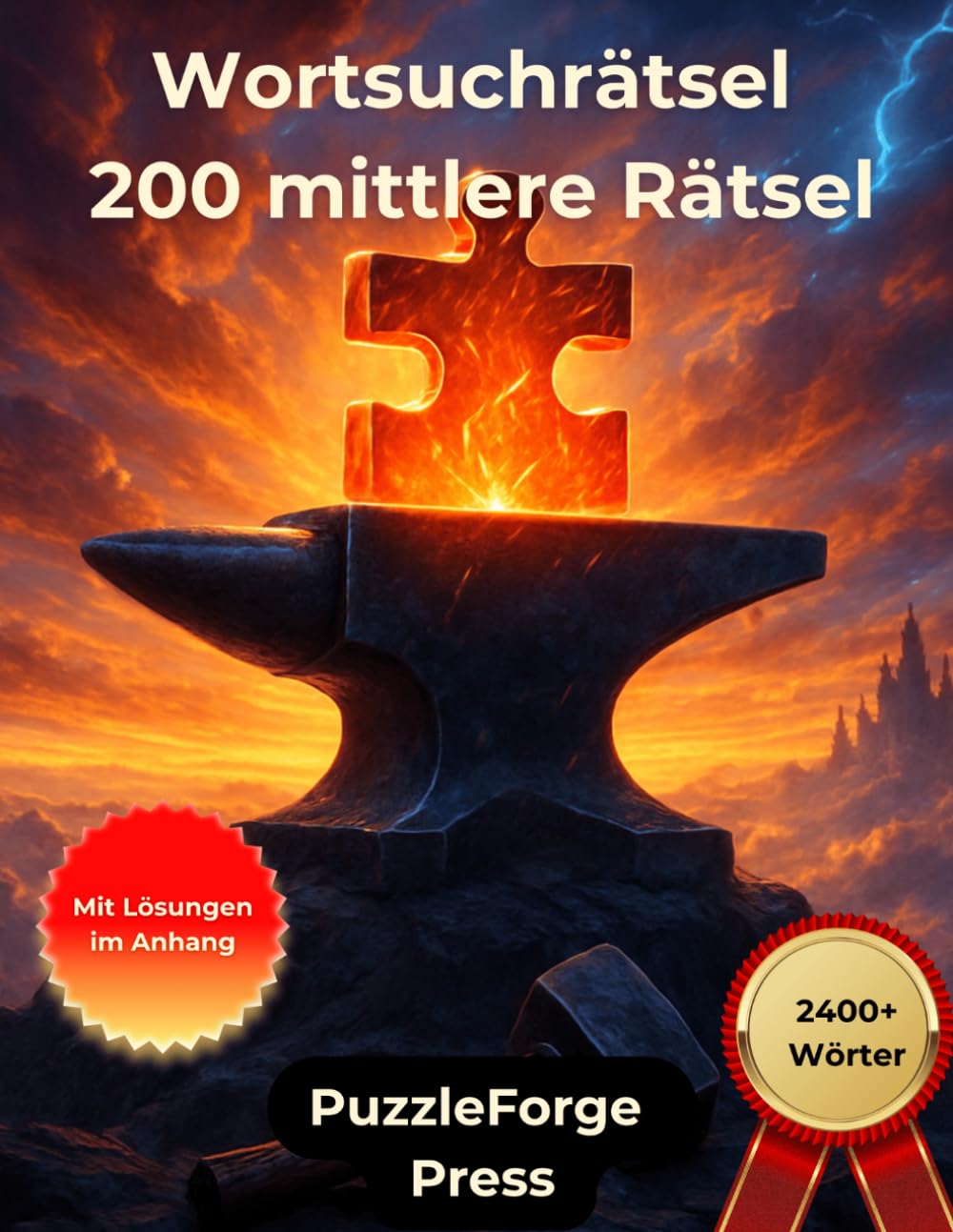 Wortsuchrätsel - 200 mittlere Rätsel: Großdruck für Erwachsene und Senioren | 2400+ Wörter | 2 Rätsel pro Seite | Mit Lösungen im Buch | Mittlerer ... für Konzentration & Gehirntraining)