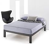 Mellow JustMallet Twin Bed Frame - 14 Inch Heavy Duty Steel Platform Beds w/Wood Slat Mattress Foundation (No Box Spring Needed), Black