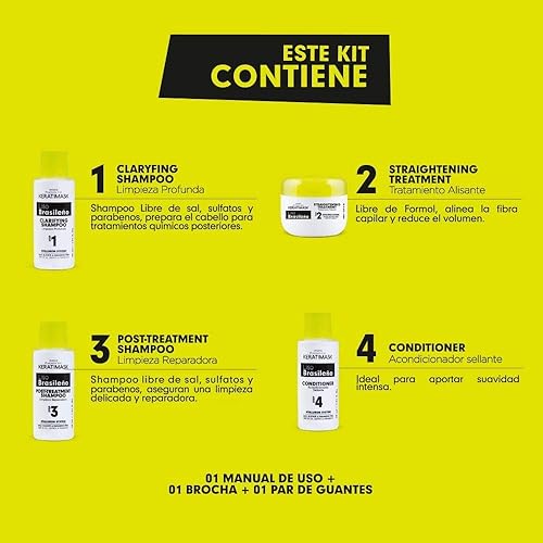 Miniatura 4 de PLACENTA LIFE KERATIMASK - Kit de alisado brasileño con queratina y ácido hialurónico - Tratamiento de queratina - Obtén un perfecto suave,