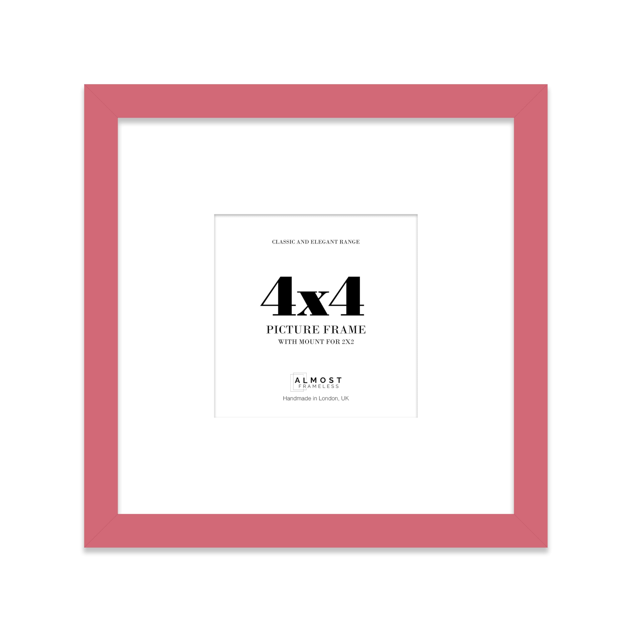 4x4 Pink Picture Frame with Mount for 2x2 Photos, Prints - Modern Square Wall Frame, 1 Pack