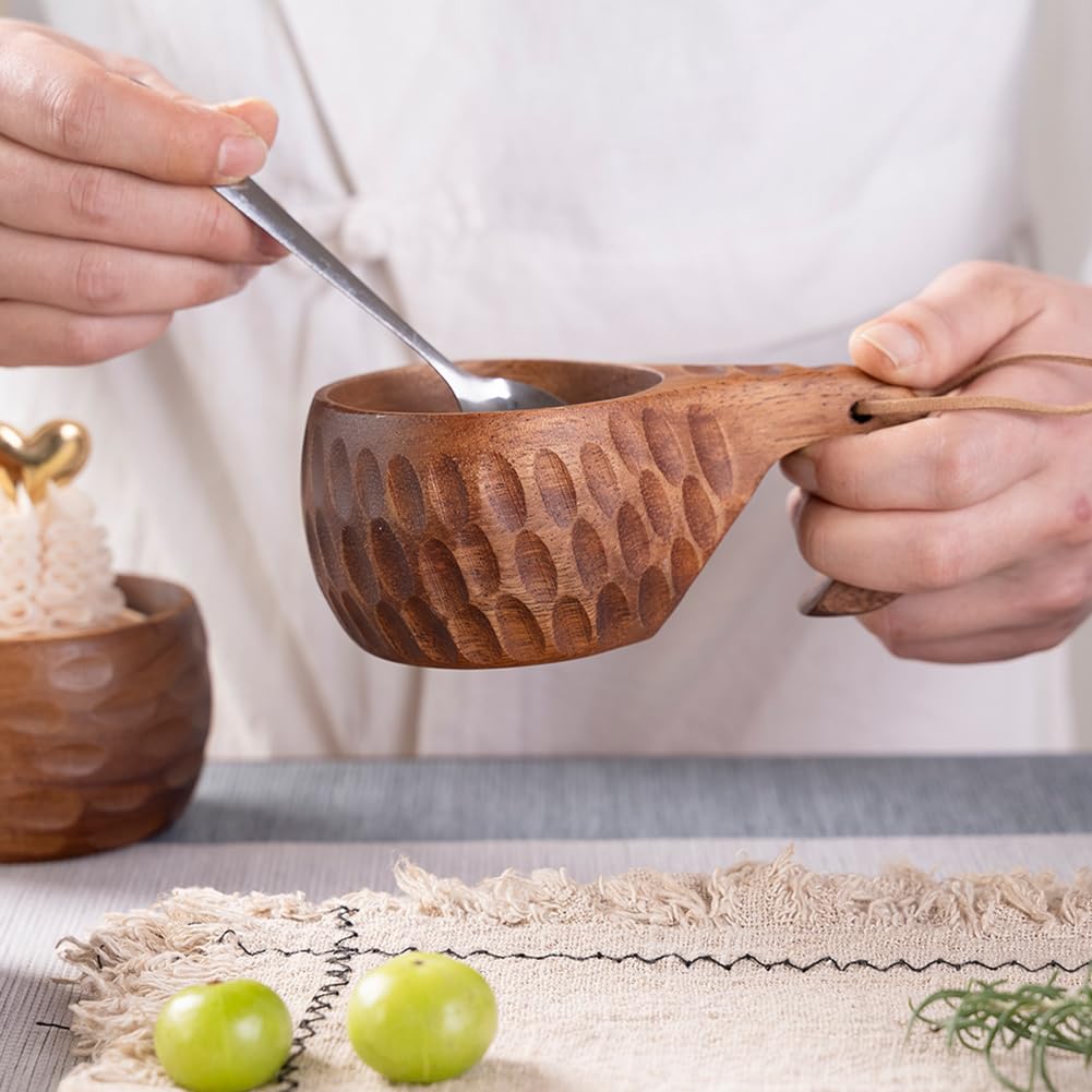 Kuksa houten mok, olijfhout, drinkbeker, draagbare houten beker, outdoor drinkbeker, camping voor wandelen, buiten of als cadeau, handgemaakte Kuksa-mok