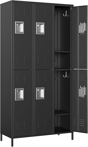 Vista 15 de Armario de almacenamiento de metal con cerradura de 50 pulgadas para empleados, hogar, oficina, escuela, requiere montaje (puerta de malla negra)