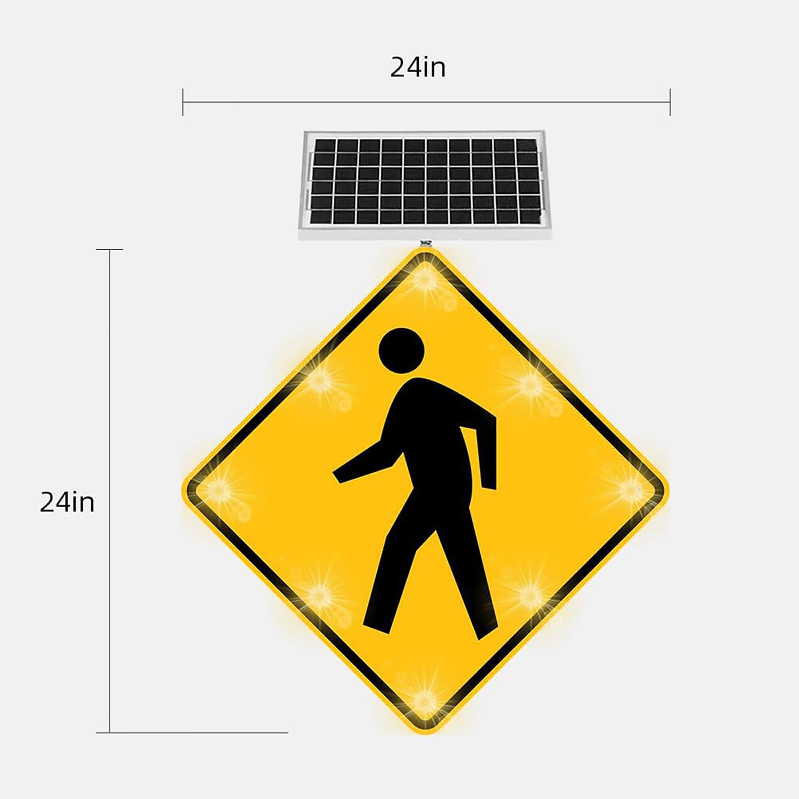 Señal solar de cruce peatonal, LED parpadeante, señal de advertencia reflectante para parques comunitarios, escuelas, carreteras urbanas, luz guía de seguridad callejera