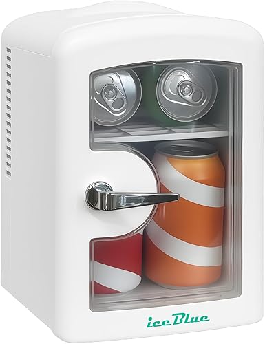 Miniatura 8 de Iceblue Mini nevera, pequeño refrigerador con ventana de visión, 4 litros/6 latas, refrigerador pequeño compacto para belleza y bebidas,