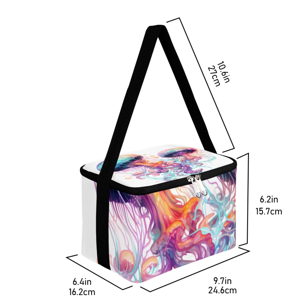 GzLeyigou Lunch Bags for Women Men 9 Cans,Watercolor Jellyfish Hot & Cold Food Delivery Bag Insulated Grocery Bag Insulated Lunch Box Ocean Jellyfish Cooler Bag for Office Work Picnic Beach
