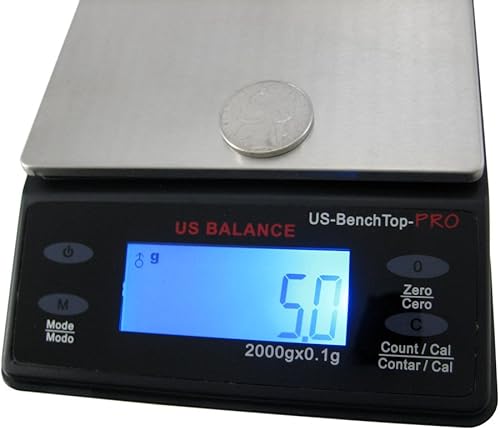 Miniatura 5 de Báscula de mesa con pantalla LCD retroiluminada, 2000 x 0.1 gm, color negro