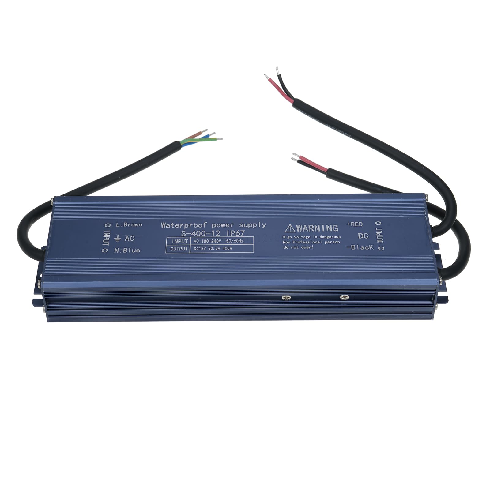 GLOGLOW Transformadores de bajo Voltaje Transformador de Conmutación CA 180 V 240 V a CC 12 400 W con Protección para Tira de Luz LED para Exteriores Letrero Caja de Luz Uso IP67 Fuente de (400W)