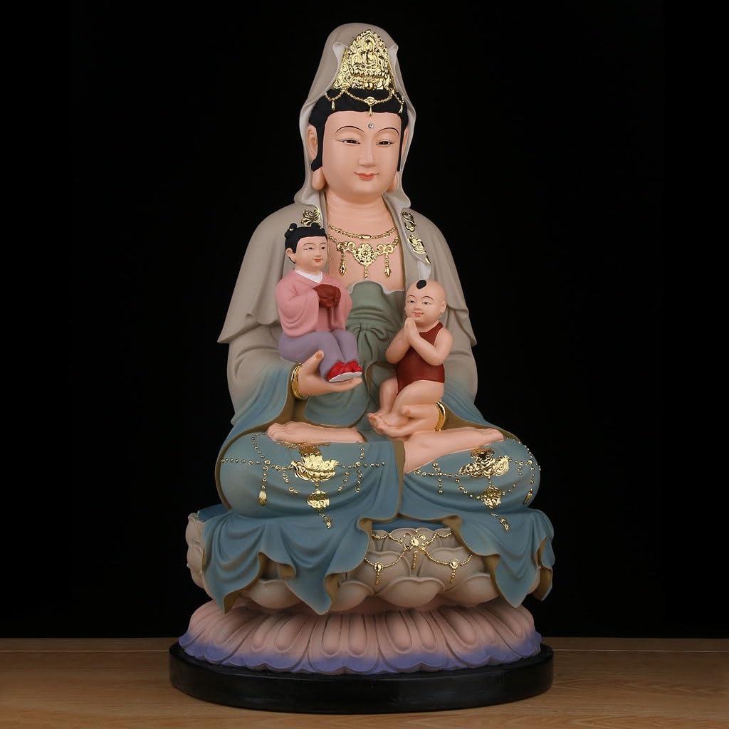 Escultura de Estatua de Buda Hogar Enviando Y Pidiendo Niños, Adornos De Estatua Buda Guanyin, Sala Estar, Vestíbulo, Estudio, Decorativos Zen