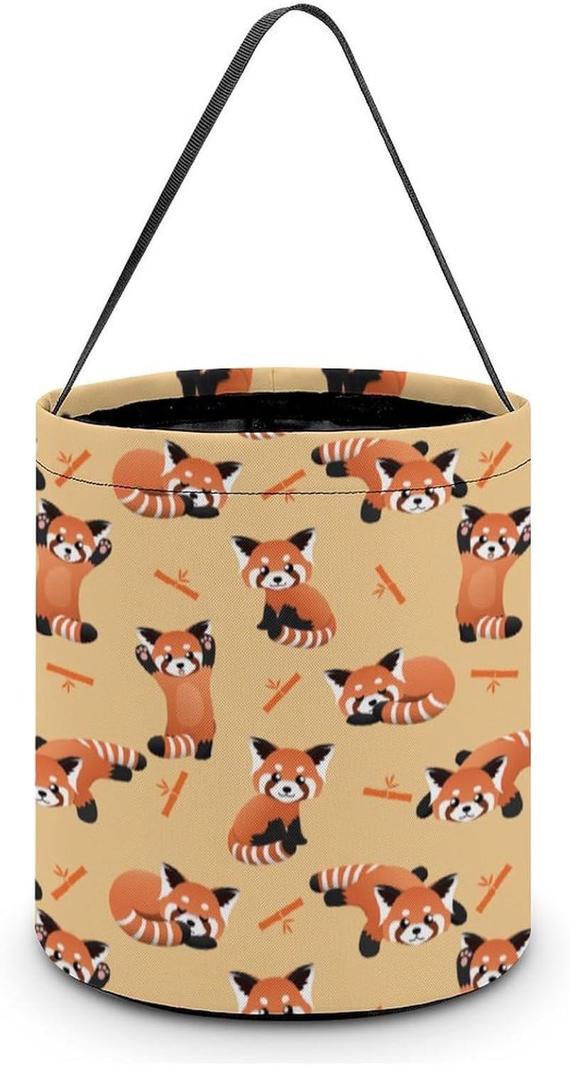 Cute Red Panda Halloween Treat Bag Reusable Candy Basket Tote Goody Bags Gift Party